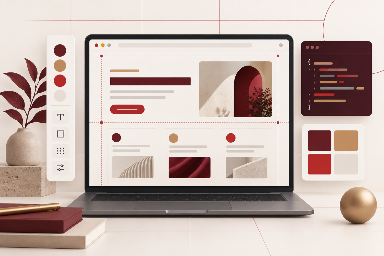 Ilustración de ajustes CSS y diseño visual en una web WordPress
