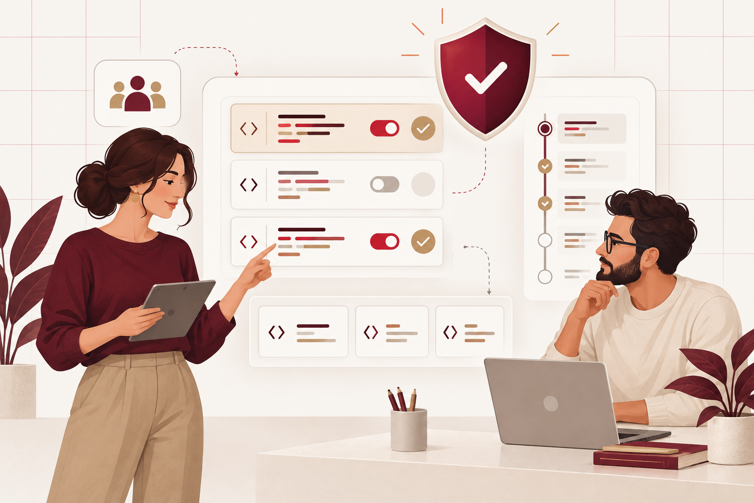 Equipo gestionando snippets de WordPress con permisos y control de versiones