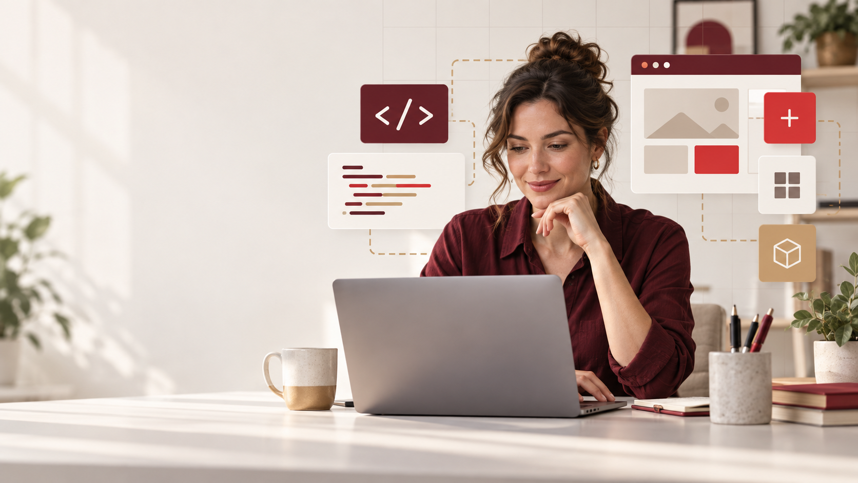 Propietaria de una web WordPress gestionando snippets y módulos de su sitio