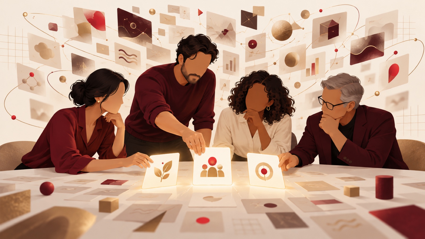Personas aplicando criterio humano para seleccionar las ideas tecnológicas útiles